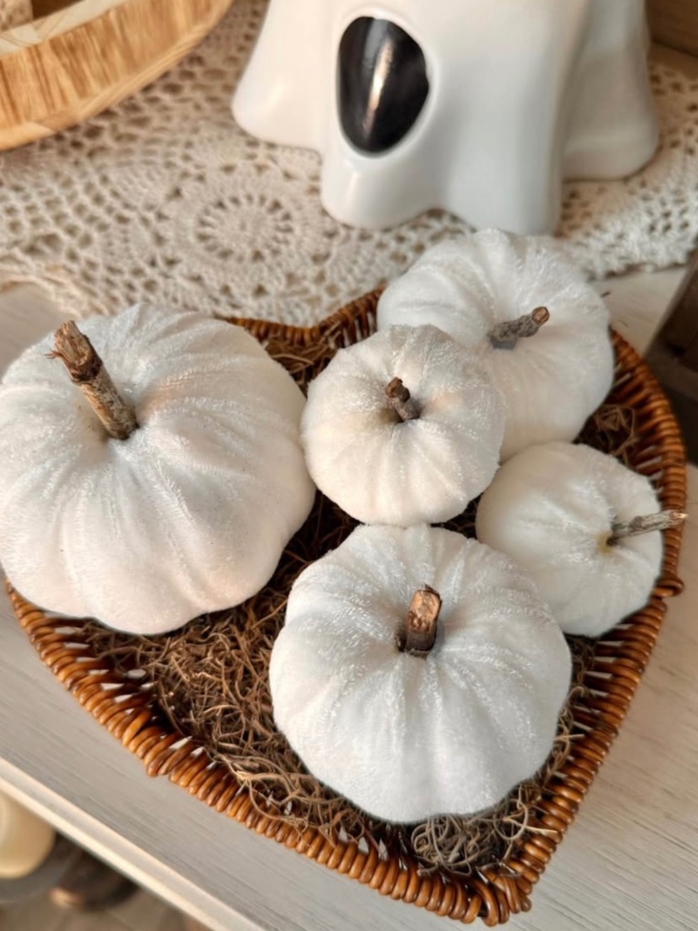 Heart Shaped Basket Pumpkin Display